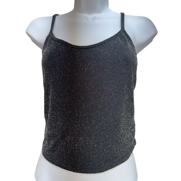 Urban Outfitters Womens Semi Sheer Sparkle Cami Tank Top Size m Black Glittery - Picture 2 of 10